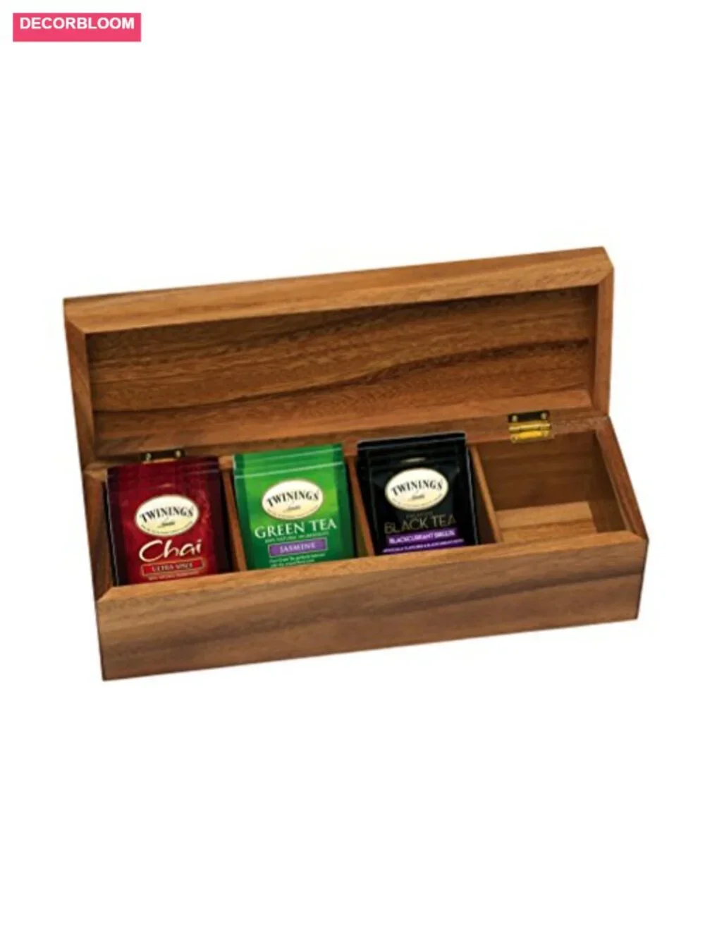 Acacia Wood Tea Storage Chest with 4 Sections